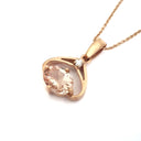  Oval Cut Morganite and Diamond Rose Gold Pendant and Chain