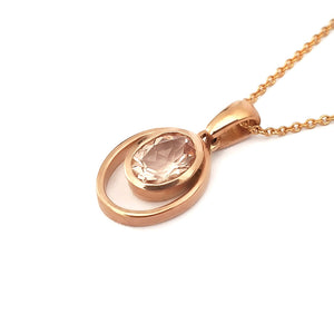Oval Cut Morganite and Rose Gold Pendant