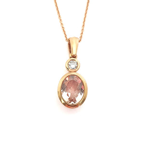 Oval Cut Morganite with Diamond Accent pendant