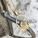 Oval Cut Out Protea Pendant with Diamonds