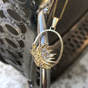 Oval Cut Out Protea Pendant with Diamonds