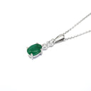 Oval Emerald and Double Diamond Pendant