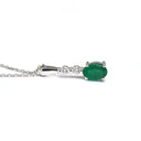 Oval Emerald and Double Diamond Pendant