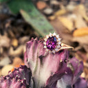 Oval Grape Garnet and Diamond Halo ring