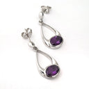 Oval Hooped Droplet Shaped Amethyst Earrings