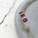 Oval Ruby and Double Diamond Accented Ring