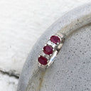 Oval Ruby and Double Diamond Accented Ring