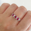 Oval Ruby and Double Diamond Accented Ring