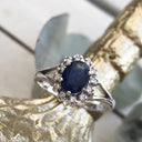 Oval Sapphire and Diamond Halo Ring
