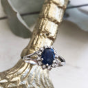 Oval Sapphire and Diamond Halo Ring