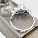 Oval Tube Set Tanzanite with Trilogy Diamond Shoulder White Gold Ring