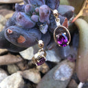 Oval Yellow Gold Grape Garnet Drop Earrings