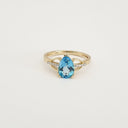 Pear Cut Topaz and Diamond Open Shoulder Ring