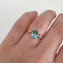 Pear Cut Topaz and Diamond Open Shoulder Ring