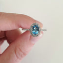 Pedestal Set Blue Topaz and Diamond 