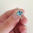 Pedestal Set Blue Topaz and Diamond 