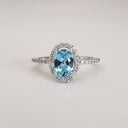 Pedestal Set Blue Topaz and Diamond 