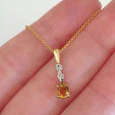 Petite Oval Cut Citrine and Diamond Pendant