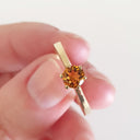 Petite Round Cut Citrine Yellow Gold Ring
