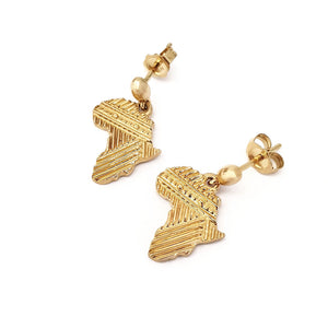 Patterned Solid Gold Africa Earrings