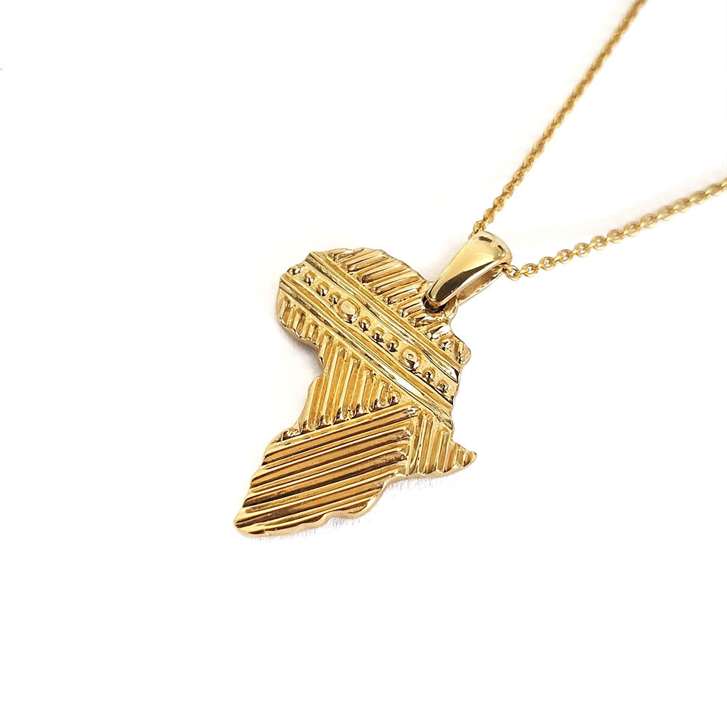  Patterned Solid Gold Africa Pendant