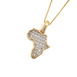 Pavé Set White Diamond Africa Map Pendant