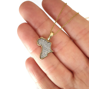 Pavé Set White Diamond Africa Map Pendant