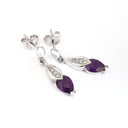 Pear Cut Amethyst and Diamond Drop Earrings