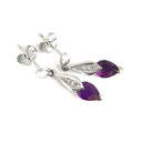 Pear Cut Amethyst and Diamond Drop Earrings