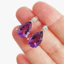  Pear Cut Amethyst and Diamond Earrings