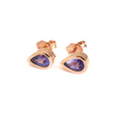 Pear Cut Bezel Set Tanzanite Rose Gold Studs