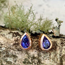 Pear Cut Bezel Set Tanzanite Rose Gold Studs