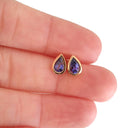 Pear Cut Bezel Set Tanzanite Rose Gold Studs