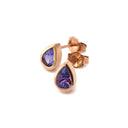 Pear Cut Bezel Set Tanzanite Rose Gold Studs