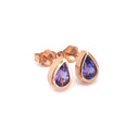 Pear Cut Bezel Set Tanzanite Rose Gold Studs