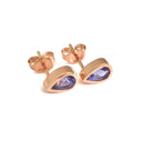 Pear Cut Bezel Set Tanzanite Rose Gold Studs