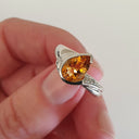 Pear Cut Citrine and Diamond White Gold Ring