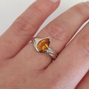 Pear Cut Citrine and Diamond White Gold Ring