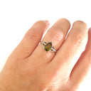 Pear Cut Green Tourmaline and Diamond Open Shoulder Ring