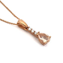   Pear Cut Morganite, Diamond and Rose Gold Pendant