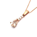   Pear Cut Morganite, Diamond and Rose Gold Pendant