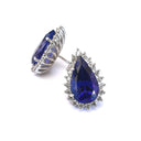 Pear Cut Tanzanite Diamond Halo Earrings