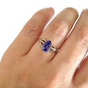 Pear Cut Tanzanite and Diamond Open Shoulder Ring