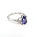 Pear Cut Tanzanite and Diamond Open Shoulder Ring