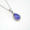 Pear Cut Tanzanite with Diamond Halo Pendant