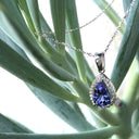 Pear Cut Tanzanite with Diamond Halo Pendant