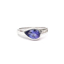 Pear Cut Tanzanite with Diamond Pavé Band Accent Ring