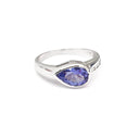 Pear Cut Tanzanite with Diamond Pavé Band Accent Ring