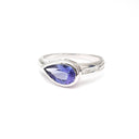 Pear Cut Tanzanite with Diamond Pavé Band Accent Ring