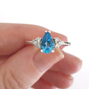 Pear Cut Topaz Ring with Diamond Trilogy Accents